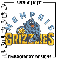 Memphis Grizzlies logo embroidery design, NBA embroidery,Sport embroidery,Embroidery design, Logo sport embroidery.