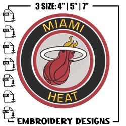 Miami Heat basketball embroidery design, NBA embroidery, Sport embroidery, Embroidery design, Logo sport embroidery