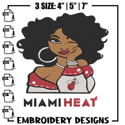Miami Heat girl embroidery design, NBA embroidery,Sport embroidery , Embroidery design, Logo sport embroidery