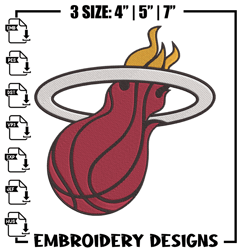 Miami Heat logo embroidery design, NBA embroidery, Sport embroidery, Embroidery design ,Logo sport embroidery.