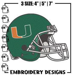 Miami Hurricanes Helmet embroidery design, NCAA embroidery, Embroidery design, Logo sport embroidery, Sport embroidery.