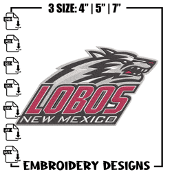 New Mexico Lobos logo embroidery design, Sport embroidery, logo sport embroidery, Embroidery design, NCAA embroidery.