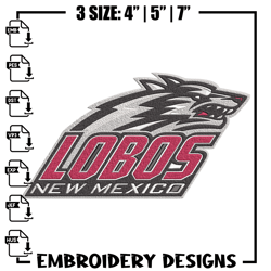 New Mexico Lobos logo embroidery design, Sport embroidery, logo sport embroidery, Embroidery design, NCAA embroidery