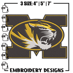 University of Missouri logo embroidery design, NCAA embroidery,Sport embroidery, Embroidery design,Logo sport embroidery