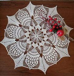 Handmade crochet lace doily round table topper tablecloth 42cm16.5inch