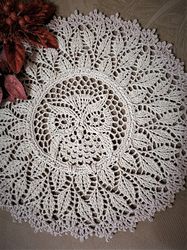 Hand crocheted doily 36,5cm14.3inch owl