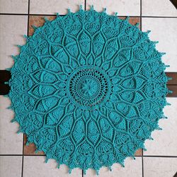 Handmade crochet lace textured doily round table topper 57.5cm22.63inch