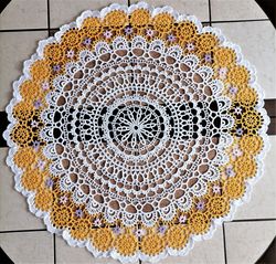 Vintage handmade crochet lace doily round table topper tablecloth 64cm25.19inch