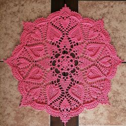Handmade Crochet Doily Sweetheart, volume effect 38cm14.9inch
