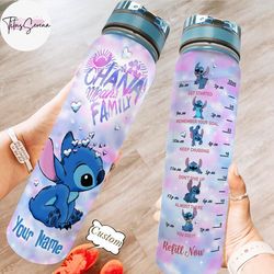 personalized disney lilo stitch 32oz water tracker bottle,custom stitch water bottle, motivational water tracker bottle,