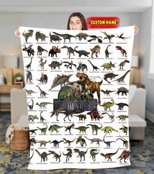 Custom name blanket, To my Son Dinosaur Fleece Sherpa Blanket, Christmas Blanket, Birthday gift for Son, custom Dinosaur