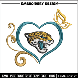 Jacksonville Jaguars Heart embroidery design, Jaguars embroidery, NFL embroidery, sport embroidery, embroidery design