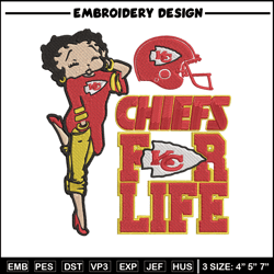Kansas City Chiefs Betty Boop For Life embroidery design, Chiefs embroidery, NFL embroidery, logo sport embroidery.