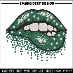 New York Jets dripping lips embroidery design, New York Jets embroidery, NFL embroidery, logo sport embroidery.