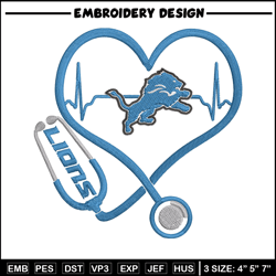 Stethoscope Detroit Lions embroidery design, Lions embroidery, NFL embroidery, sport embroidery, embroidery design.