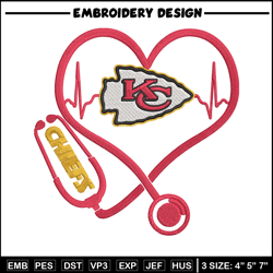 Stethoscope Kansas City Chiefs embroidery design, Chiefs embroidery, NFL embroidery, sport embroidery, embroidery design