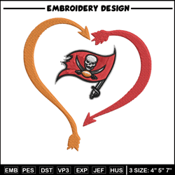 Tampa Bay Buccaneers Heart embroidery design, Tampa Bay Buccaneers embroidery, NFL embroidery, logo sport embroidery