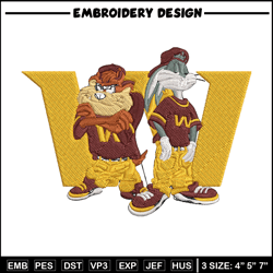 Taz And Bugs Kriss Kross Commanders embroidery design, Commanders embroidery, NFL embroidery, sport embroidery
