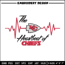 The heartbeat of Kansas City Chiefs embroidery design, Kansas City Chiefs embroidery, NFL embroidery, sport embroidery.