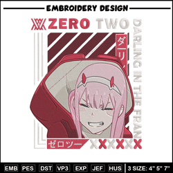 Zero two Embroidery Design, Darling in the fran Embroidery,Embroidery File,Anime Embroidery,Anime shirt,Digital download