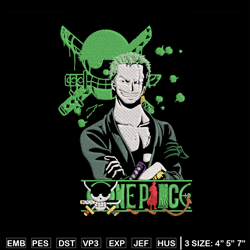 Zoro poster Embroidery Design, One piece Embroidery, Embroidery File, Anime Embroidery, Anime shirt,Digital download.