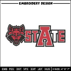 Arkansas State logo embroidery design, NCAA embroidery, Sport embroidery,logo sport embroidery,Embroidery design