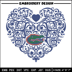 Florida gator heart embroidery design, Sport embroidery, logo sport embroidery, Embroidery design,NCAA embroidery