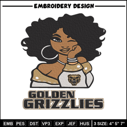 Golden Grizzlies girl embroidery design, NCAA embroidery, Embroidery design, Logo sport embroidery,Sport embroidery.