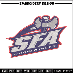 Stephen F. Austin logo embroidery design,NCAA embroidery, Embroidery design, Logo sport embroidery, Sport embroidery.