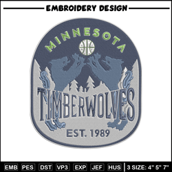 Timberwolves design embroidery design, NBA embroidery, Sport embroidery, Embroidery design, Logo sport embroidery