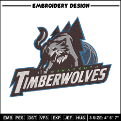 Timberwolves logo embroidery design, NBA embroidery, Sport embroidery, Embroidery design, Logo sport embroidery