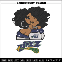 Utah Jazz girl embroidery design, NBA embroidery, Sport embroidery, Embroidery design, Logo sport embroidery
