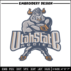 Utah state mascot embroidery design,NCAA embroidery,Sport embroidery, Logo sport embroidery, Embroidery design