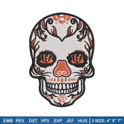 Cincinnati Bengals Skull embroidery design, Cincinnati Bengals embroidery, NFL embroidery, logo sport embroidery.
