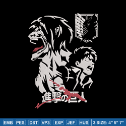 Eren poster Embroidery Design, Aot Embroidery, Embroidery File, Anime Embroidery, Anime shirt,Digital download.