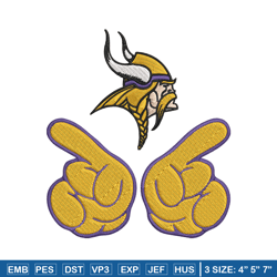 Foam Finger Minnesota Vikings embroidery design, Minnesota Vikings embroidery, NFL embroidery, Logo sport embroidery.