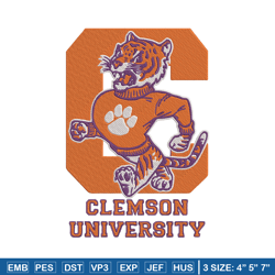Clemson University logo embroidery design, College embroidery, Sport embroidery, logo sport embroidery,Embroidery design