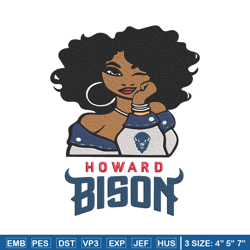 Howard Bison girl embroidery design, NCAA embroidery, Embroidery design, Logo sport embroidery,Sport embroidery