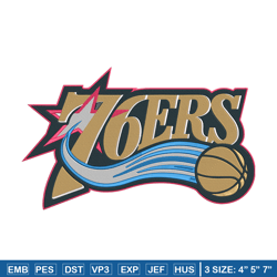 Philadelphia 76ers logo embroidery design, NBA embroidery, Sport embroidery, Embroidery design, Logo sport embroidery