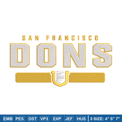 San Francisco Dons logo embroidery design, NCAA embroidery, Embroidery design, Logo sport embroiderySport embroidery