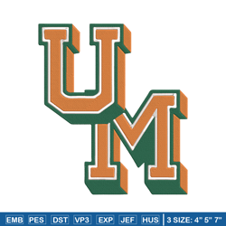 University of Miami logo embroidery design, Sport embroidery, logo sport embroidery, Embroidery design,NCAA embroidery