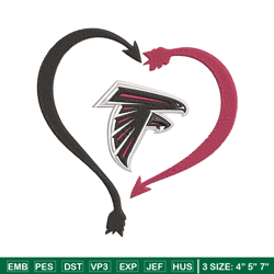Atlanta Falcons Heart embroidery design, Falcons embroidery, NFL embroidery, logo sport embroidery, embroidery design.