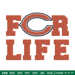 Chicago Bears For Life embroidery design, Bears embroidery, NFL embroidery, sport embroidery, embroidery design.