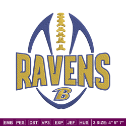 Baltimore Ravens Ball embroidery design, Ravens embroidery, NFL embroidery, logo sport embroidery, embroidery design.