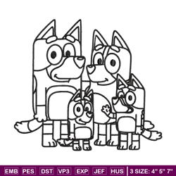 Bluey family Coloring Pages Embroidery, Bluey cartoon Embroidery, Embroidery File, cartoon design, Digital download.
