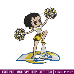 Cheer Betty Boop Los Angeles Rams embroidery design, Los Angeles Rams embroidery, NFL embroidery, logo sport embroidery.