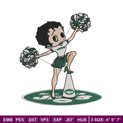 Cheer Betty Boop New York Jets embroidery design, New York Jets embroidery, NFL embroidery, logo sport embroidery.
