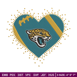 Heart Jacksonville Jaguars embroidery design, Jacksonville Jaguars embroidery, NFL embroidery, sport embroidery.
