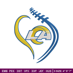 Heart Los Angeles Rams embroidery design, Rams embroidery, NFL embroidery, logo sport embroidery, embroidery design