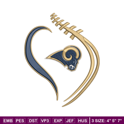 Los Angeles Rams Heart embroidery design, Rams embroidery, NFL embroidery, sport embroidery, embroidery design.